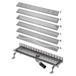 Bathroom floor drain assembled near by the wall, 750 mm