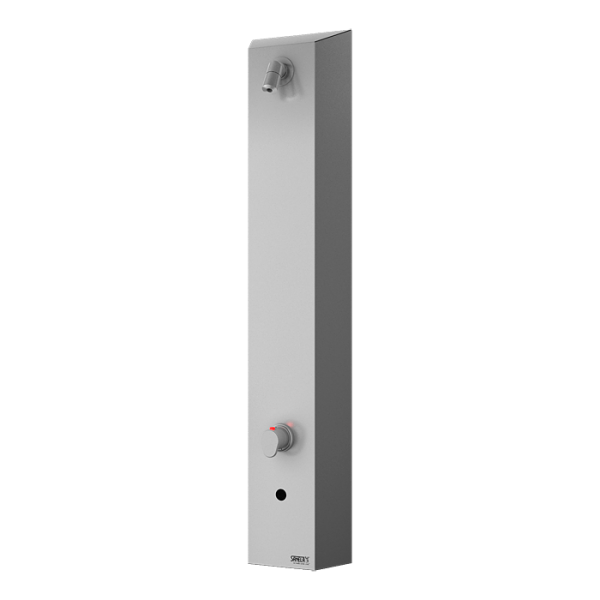 Stainless steel automatic shower panel with a thermostatic mixer, 24 V DC