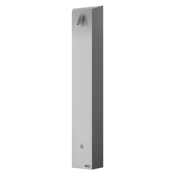 Stainless steel shower panel with piezo button for coin and token shower timers with index N - premixed water