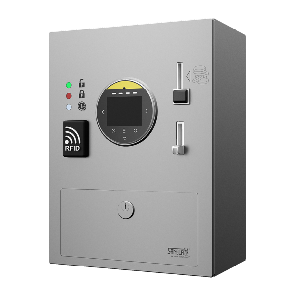 Automatic device for door lock, multiple payment methods, 24 V DC