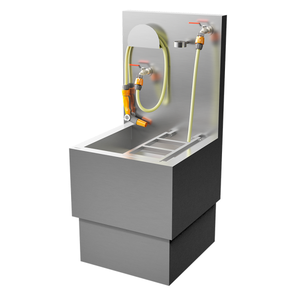 Stainless steel sink for emptying portable toilets